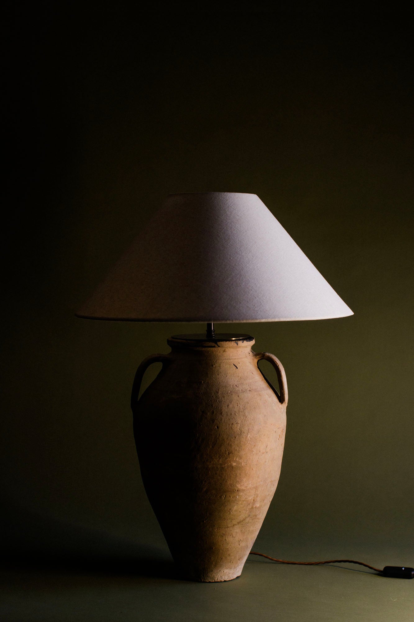 Anatolian Twin-Handle Terracotta Lamp