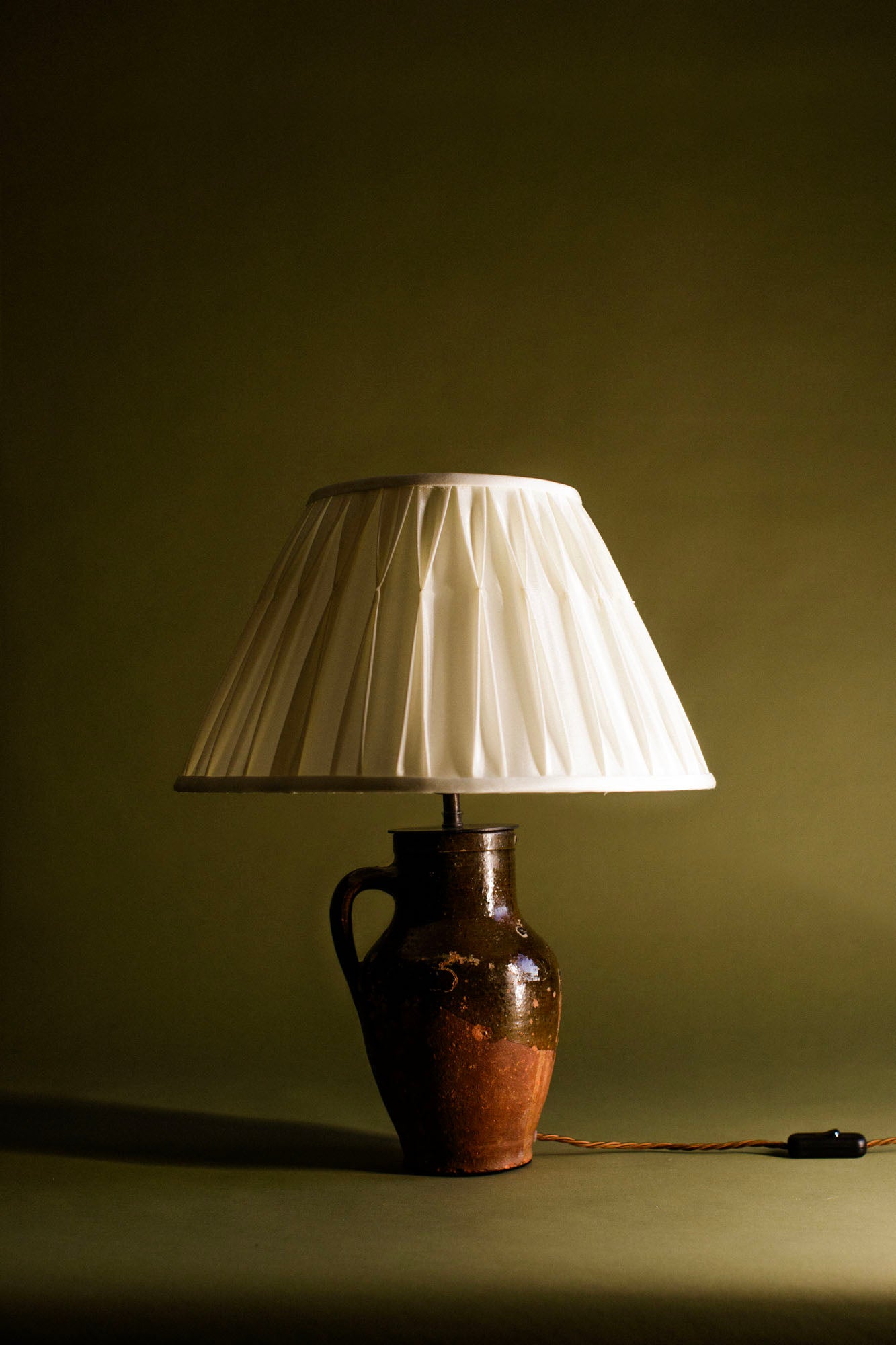 Olive Copper Glaze Jug Lamp