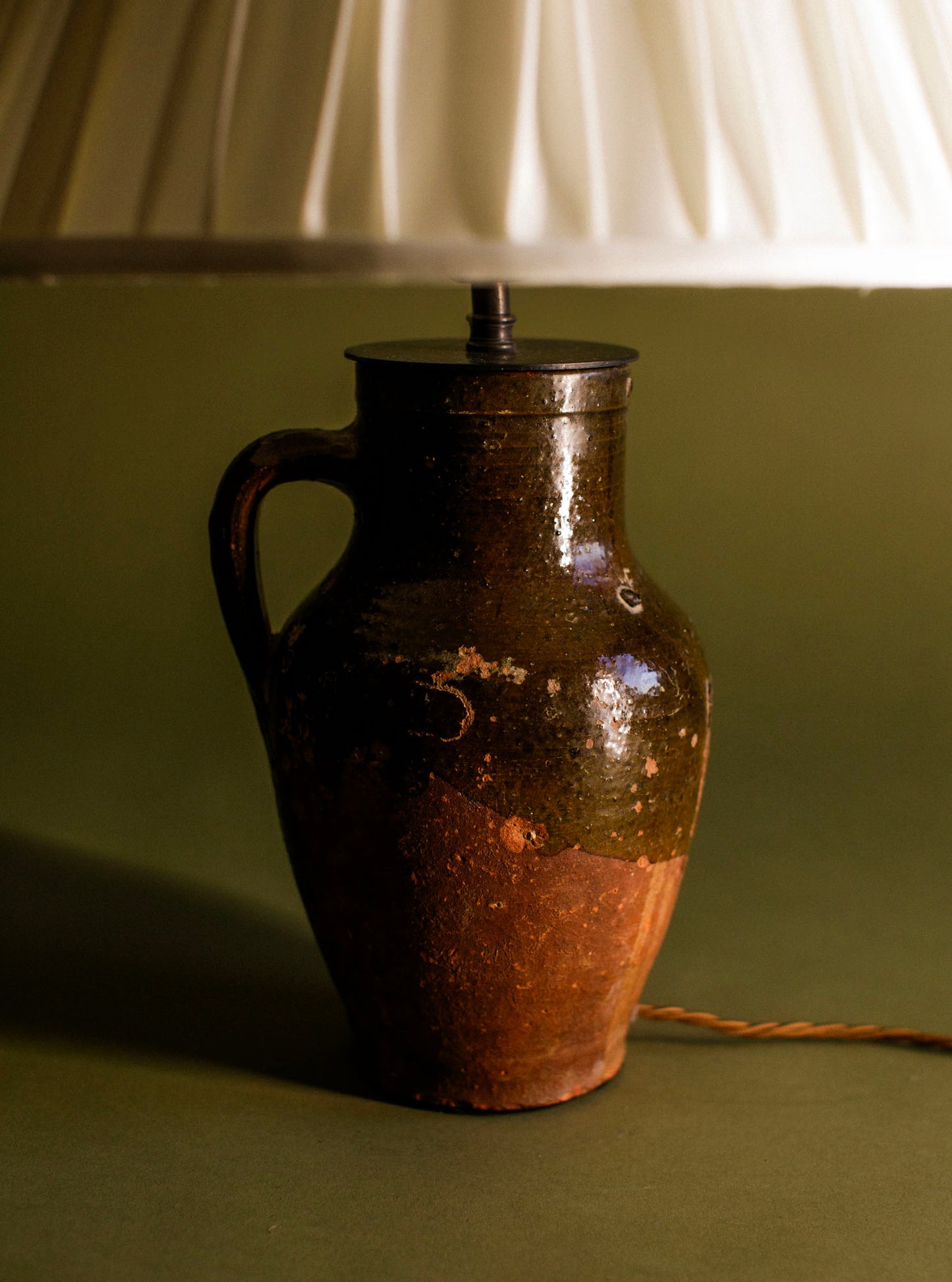 Olive Copper Glaze Jug Lamp