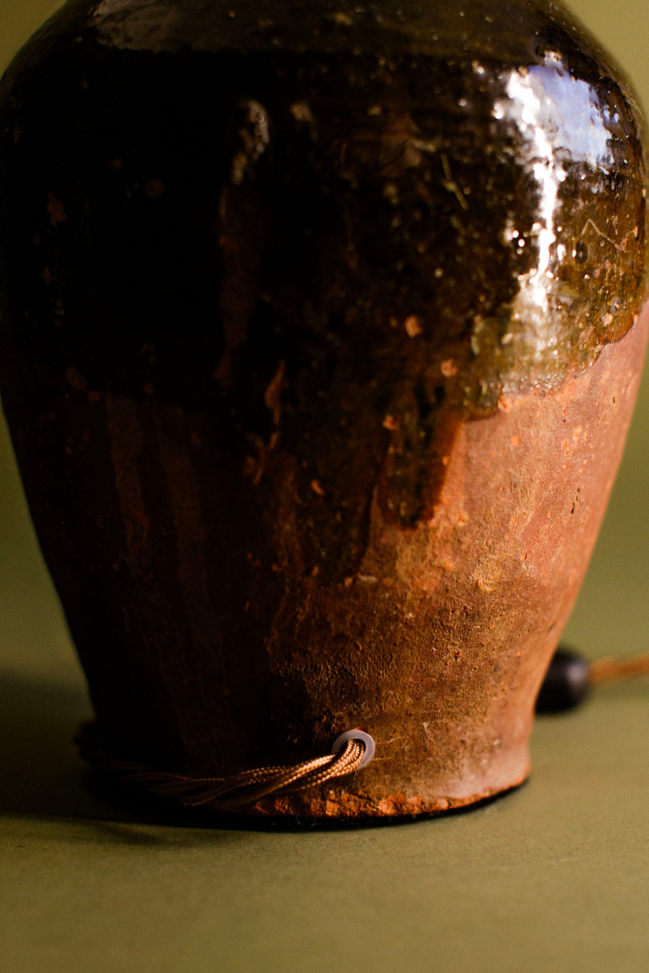 Olive Copper Glaze Jug Lamp