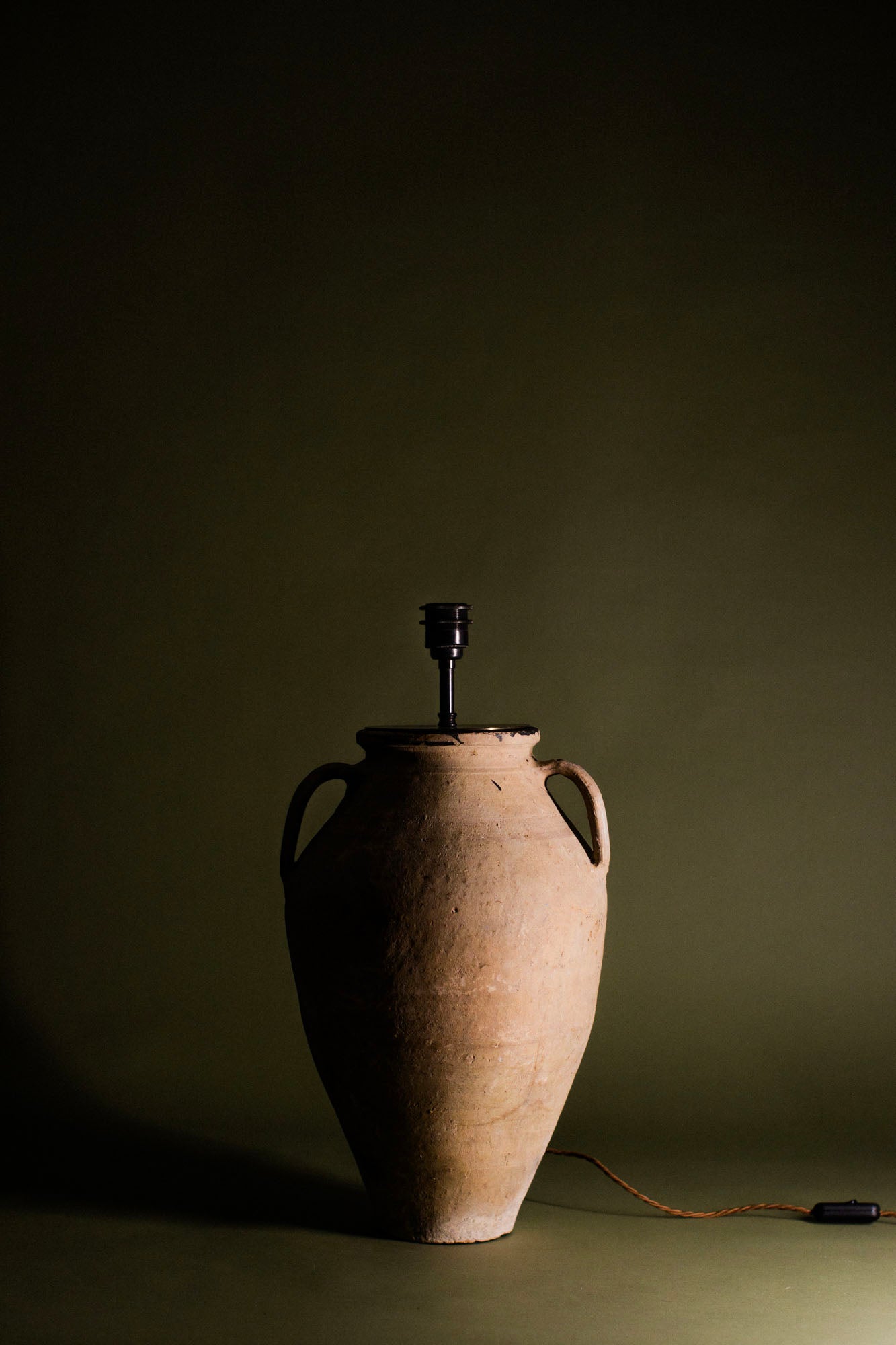 Anatolian Twin-Handle Terracotta Lamp