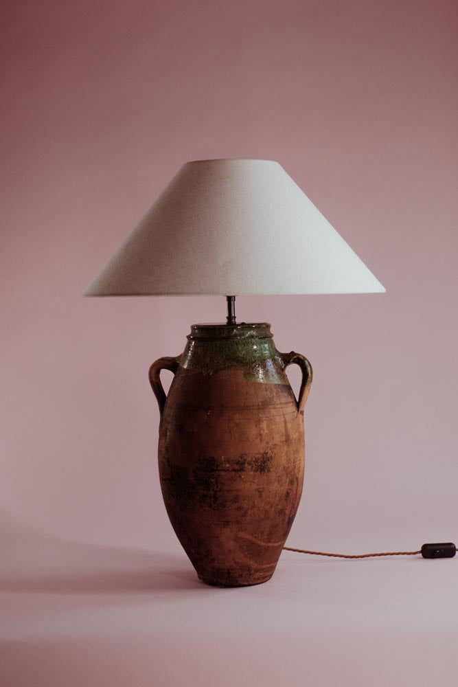 Glazed Rim Twin-Handled Table Lamp