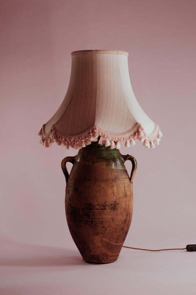 Glazed Rim Twin-Handled Table Lamp