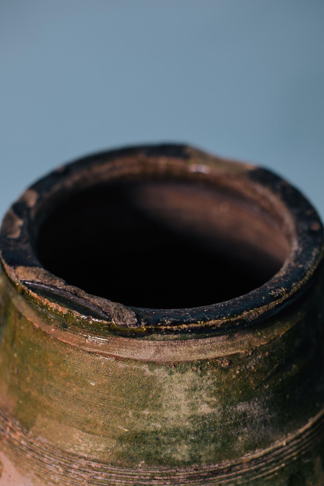Olive Glazed Rim Double-Handled Terracotta Pot