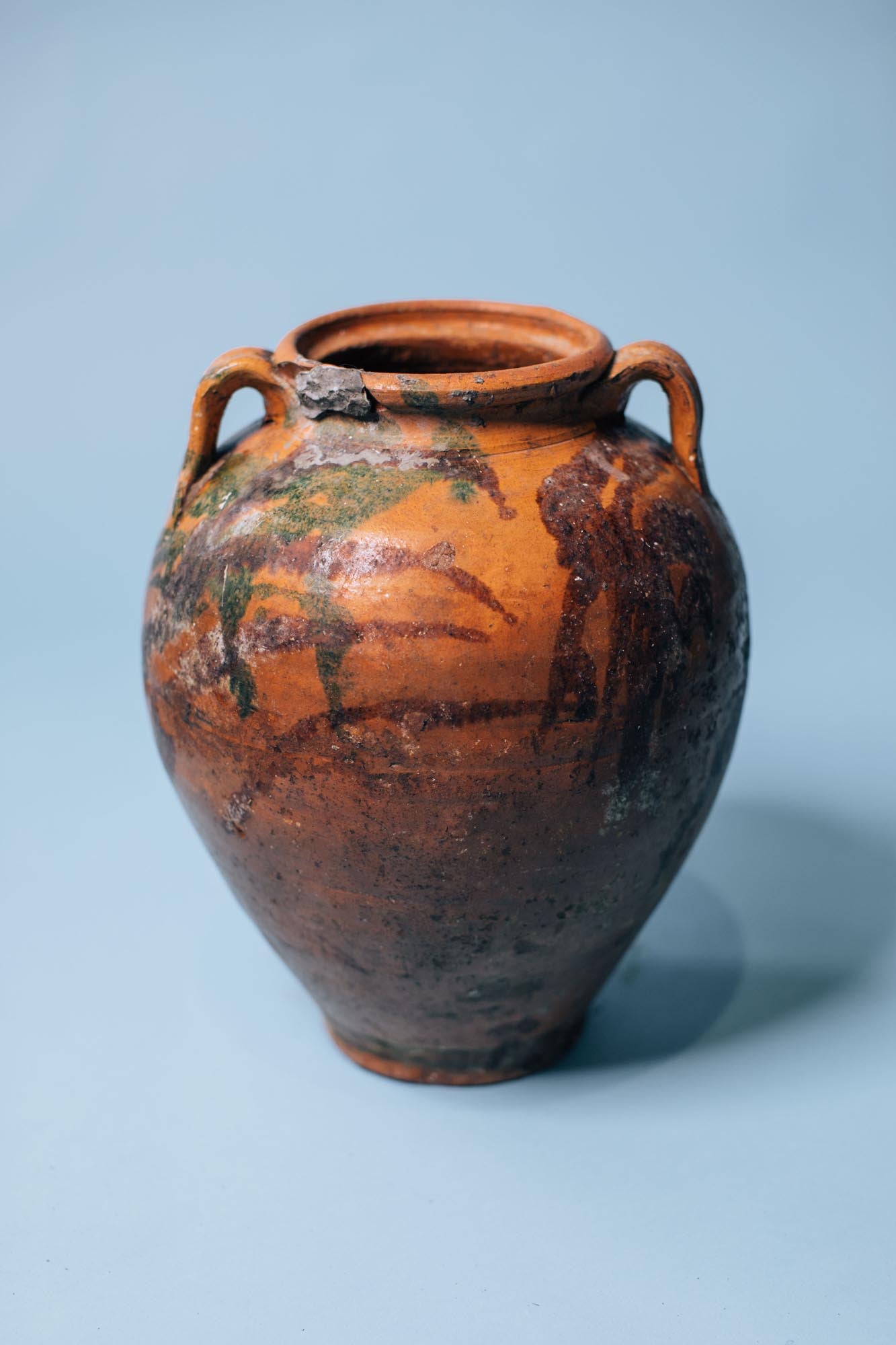 Kınık Glazed Double-Handled Terracotta Pot