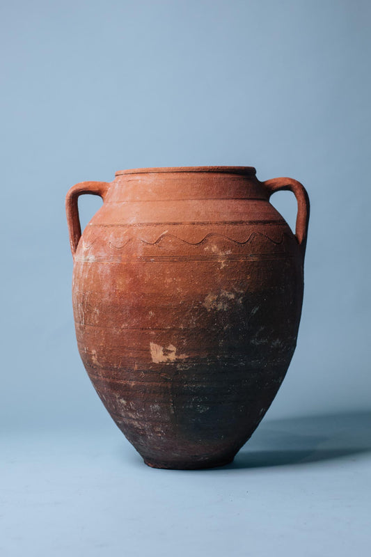 Deep Rust Double-Handled Storage Pot