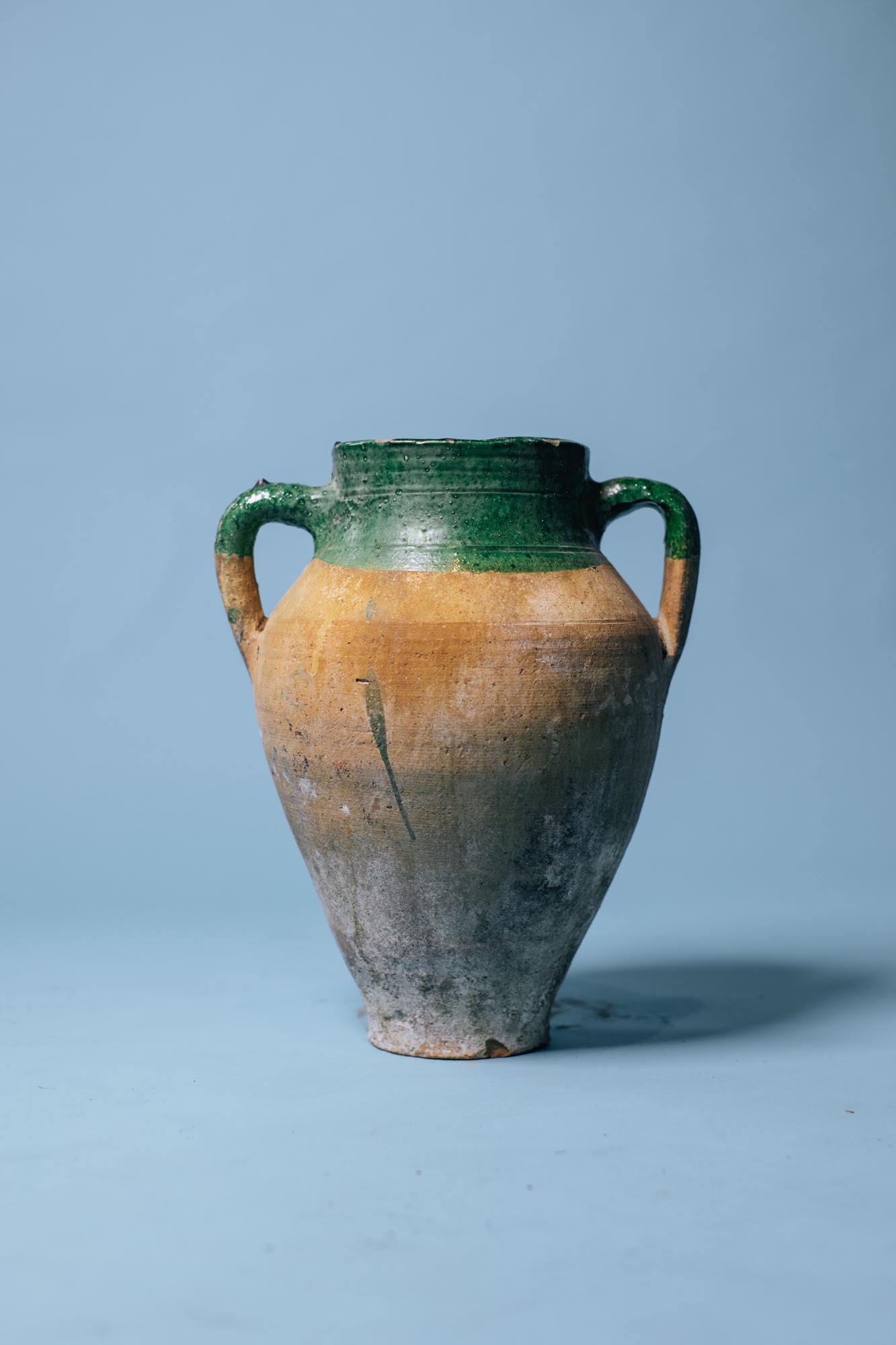 Green Metallic Glazed Clay Pot