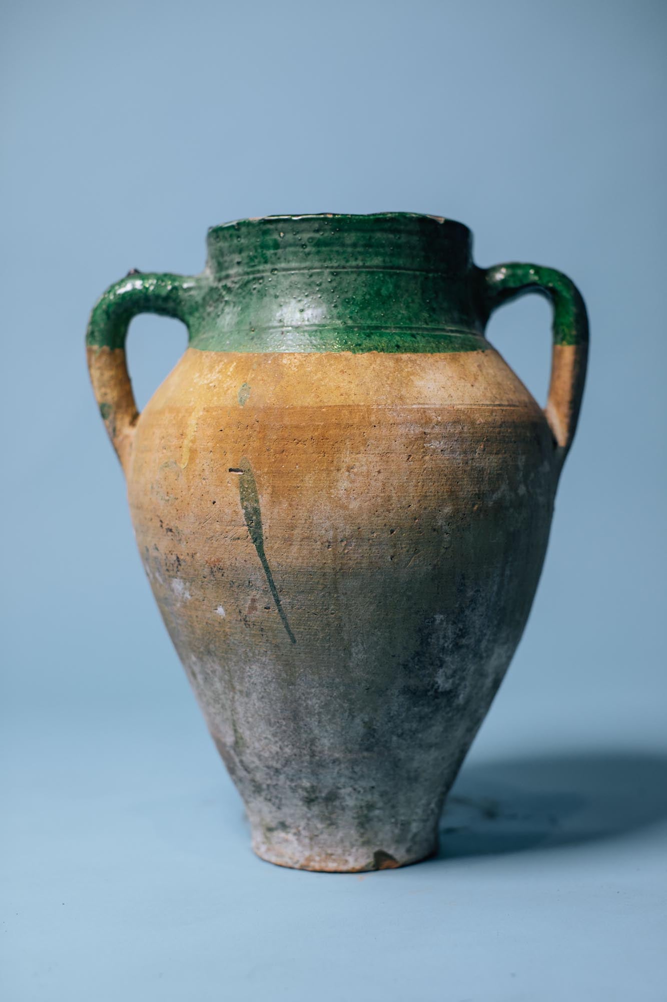 Green Metallic Glazed Clay Pot