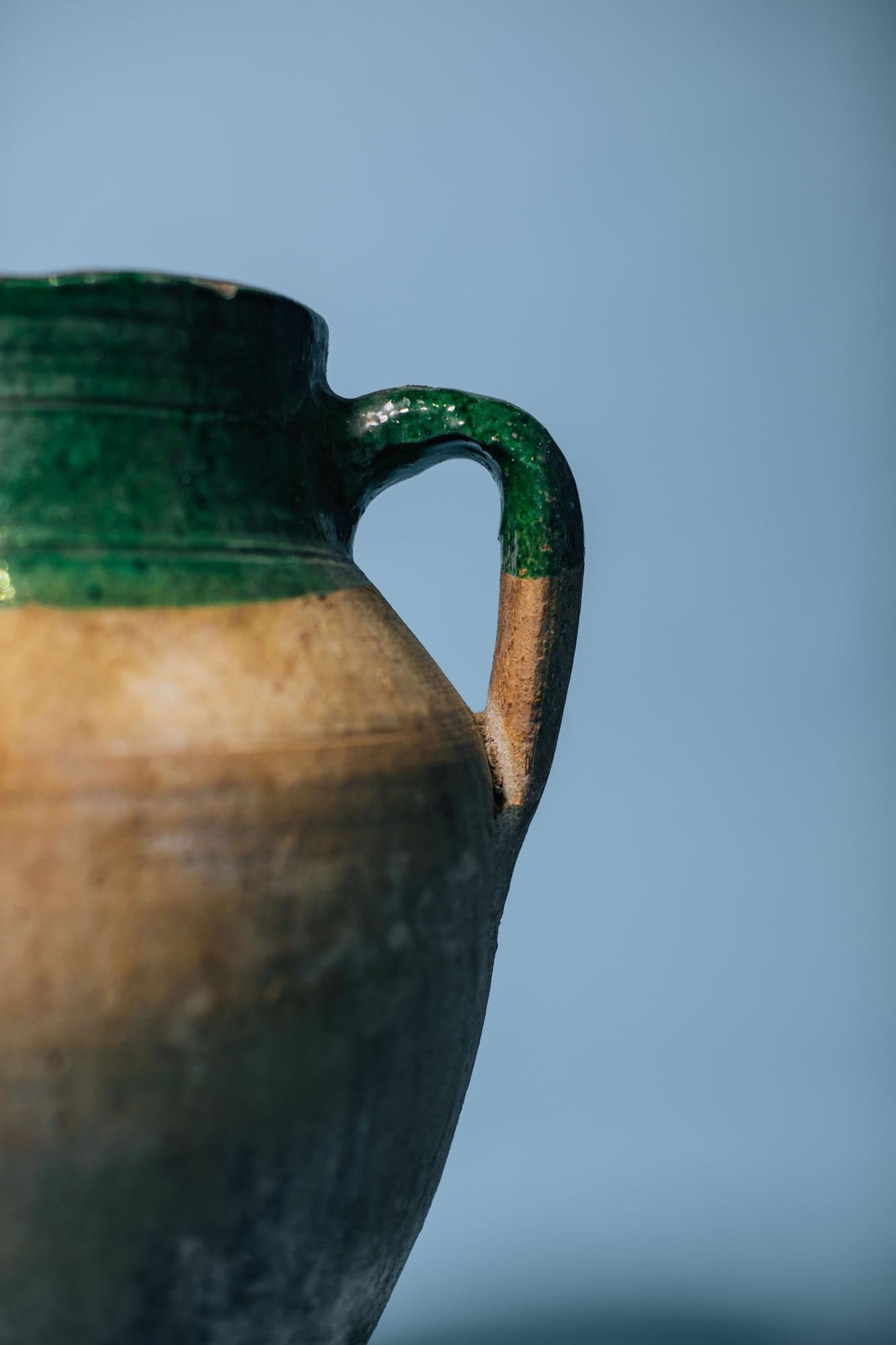 Green Metallic Glazed Clay Pot