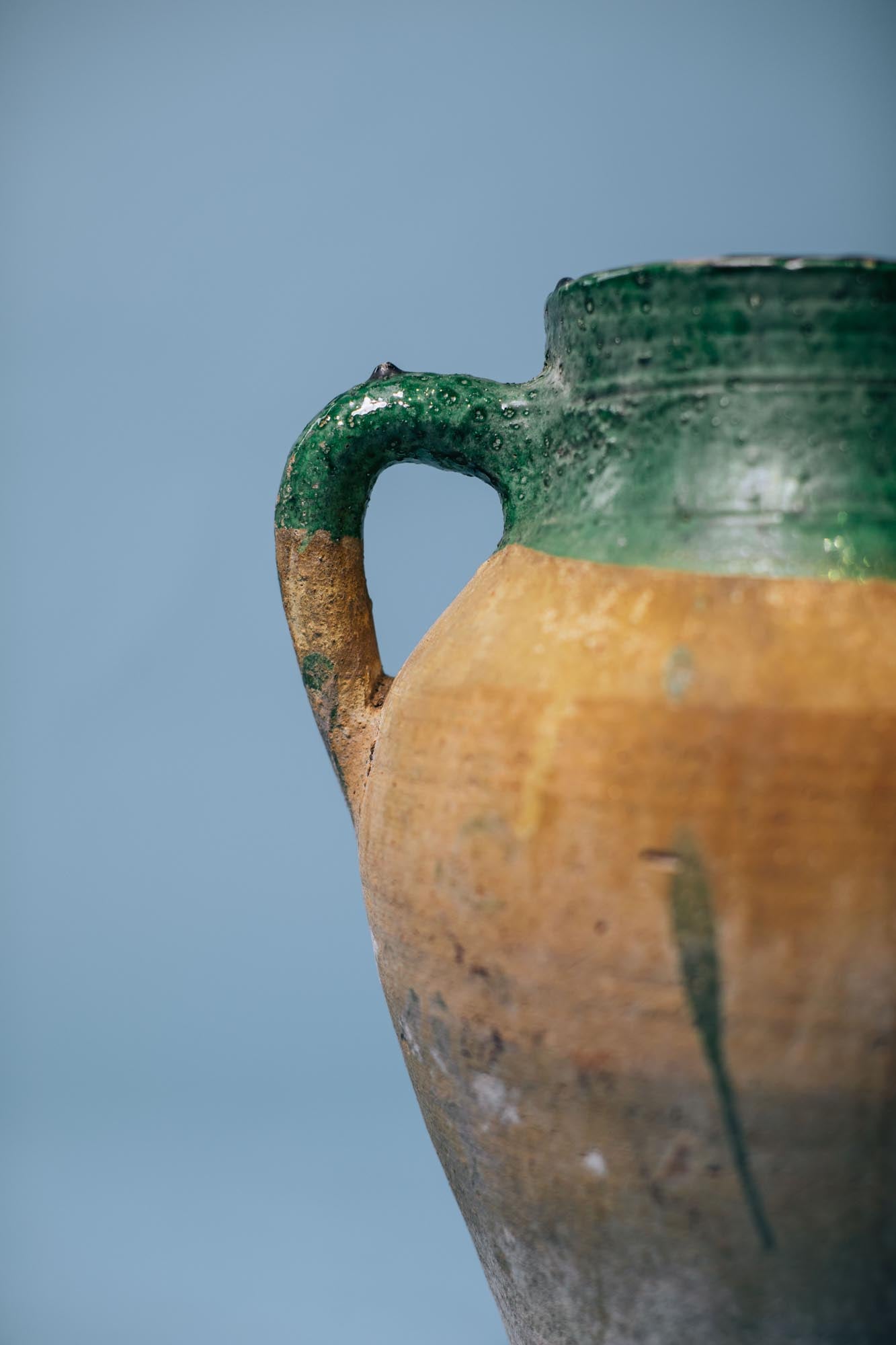 Green Metallic Glazed Clay Pot