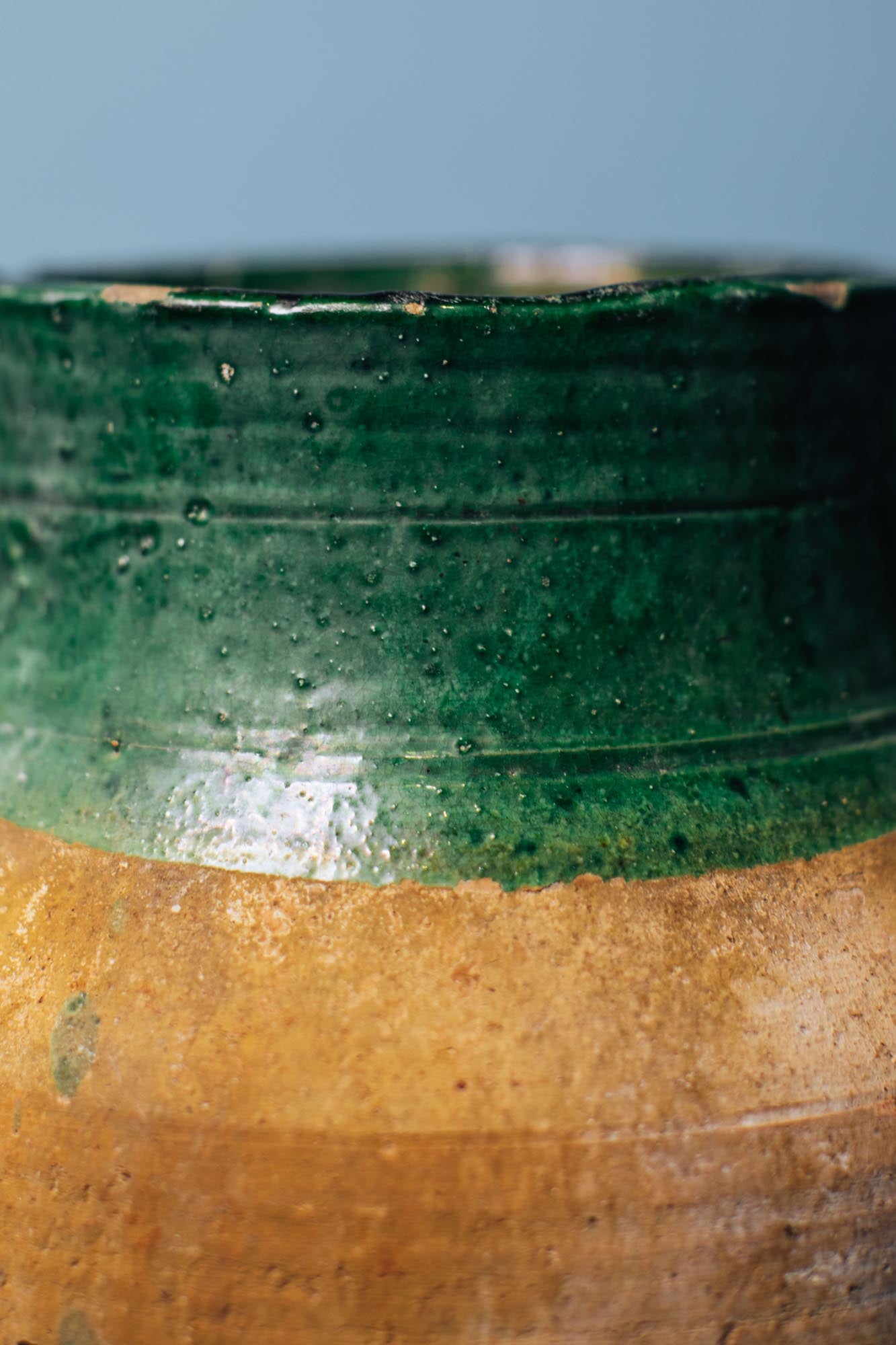 Green Metallic Glazed Clay Pot