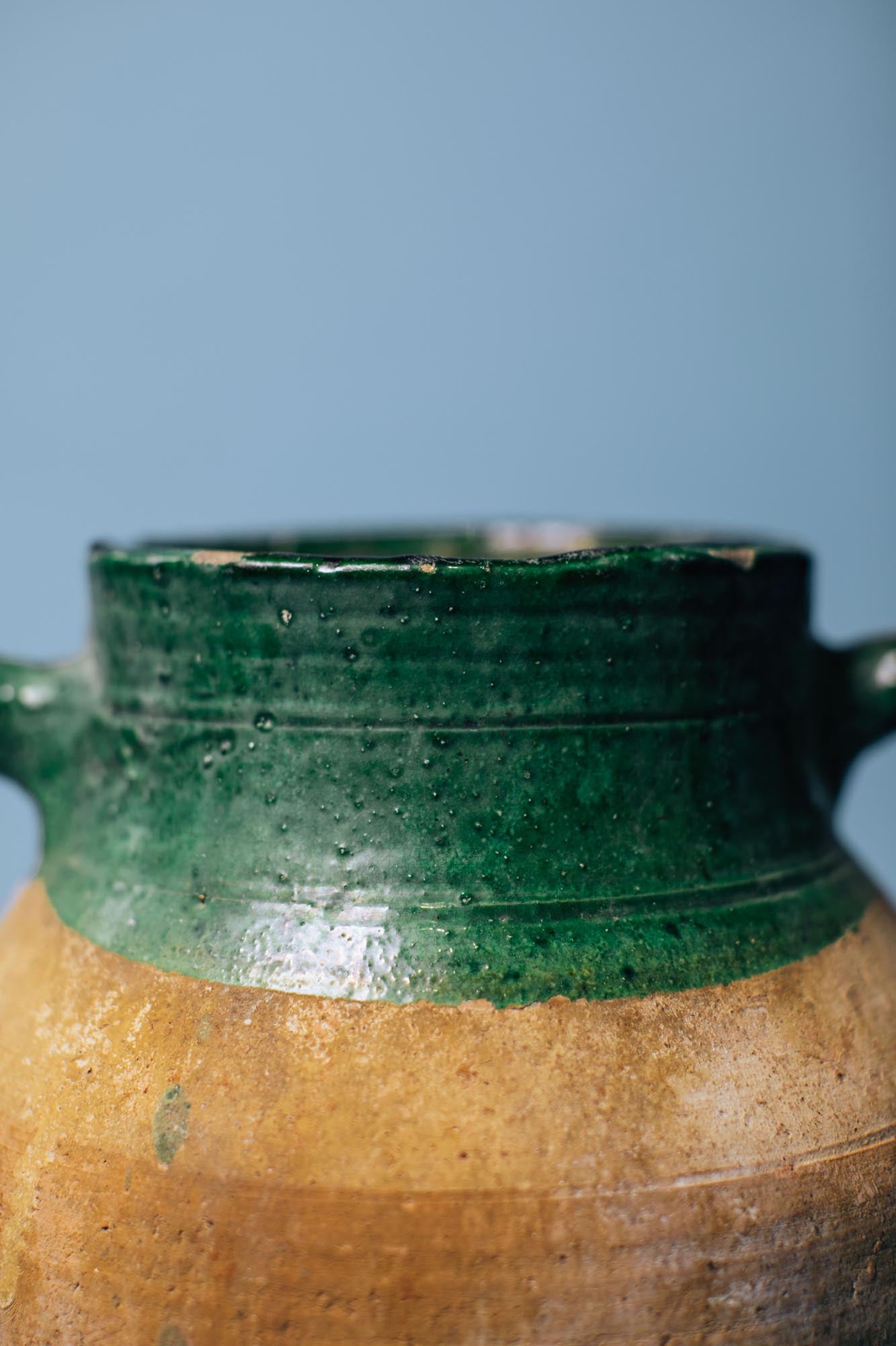 Green Metallic Glazed Clay Pot