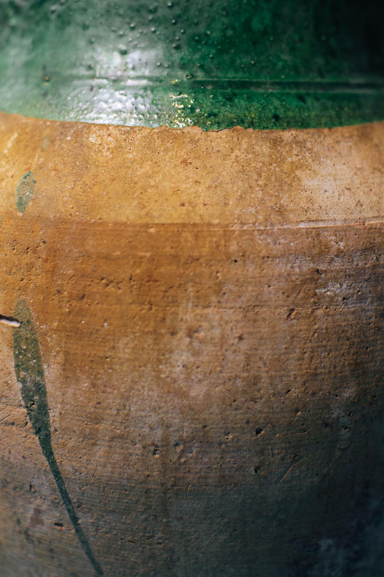 Green Metallic Glazed Clay Pot