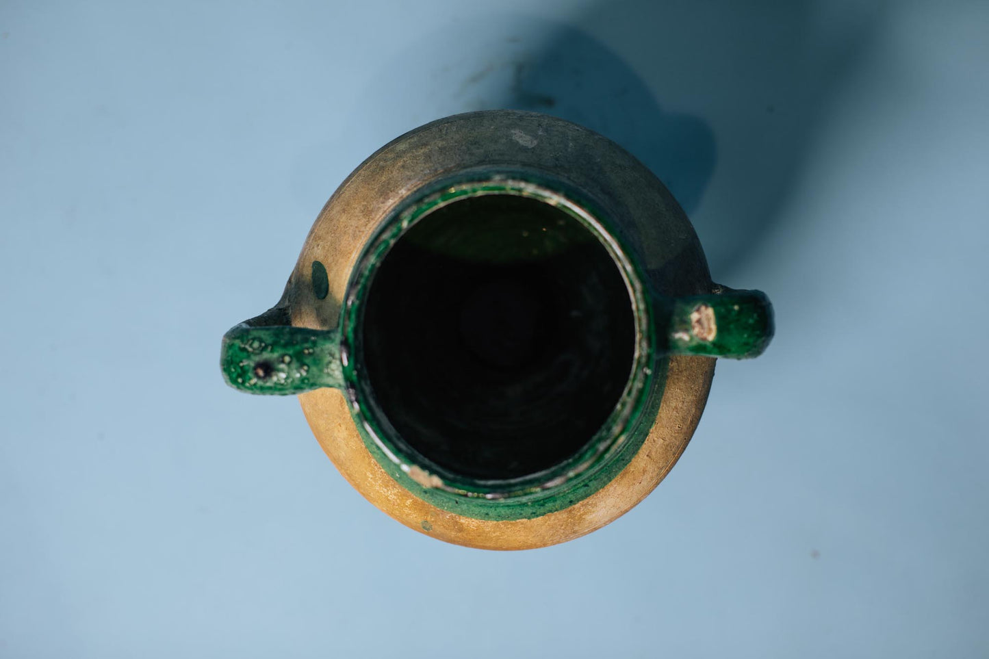 Green Metallic Glazed Clay Pot