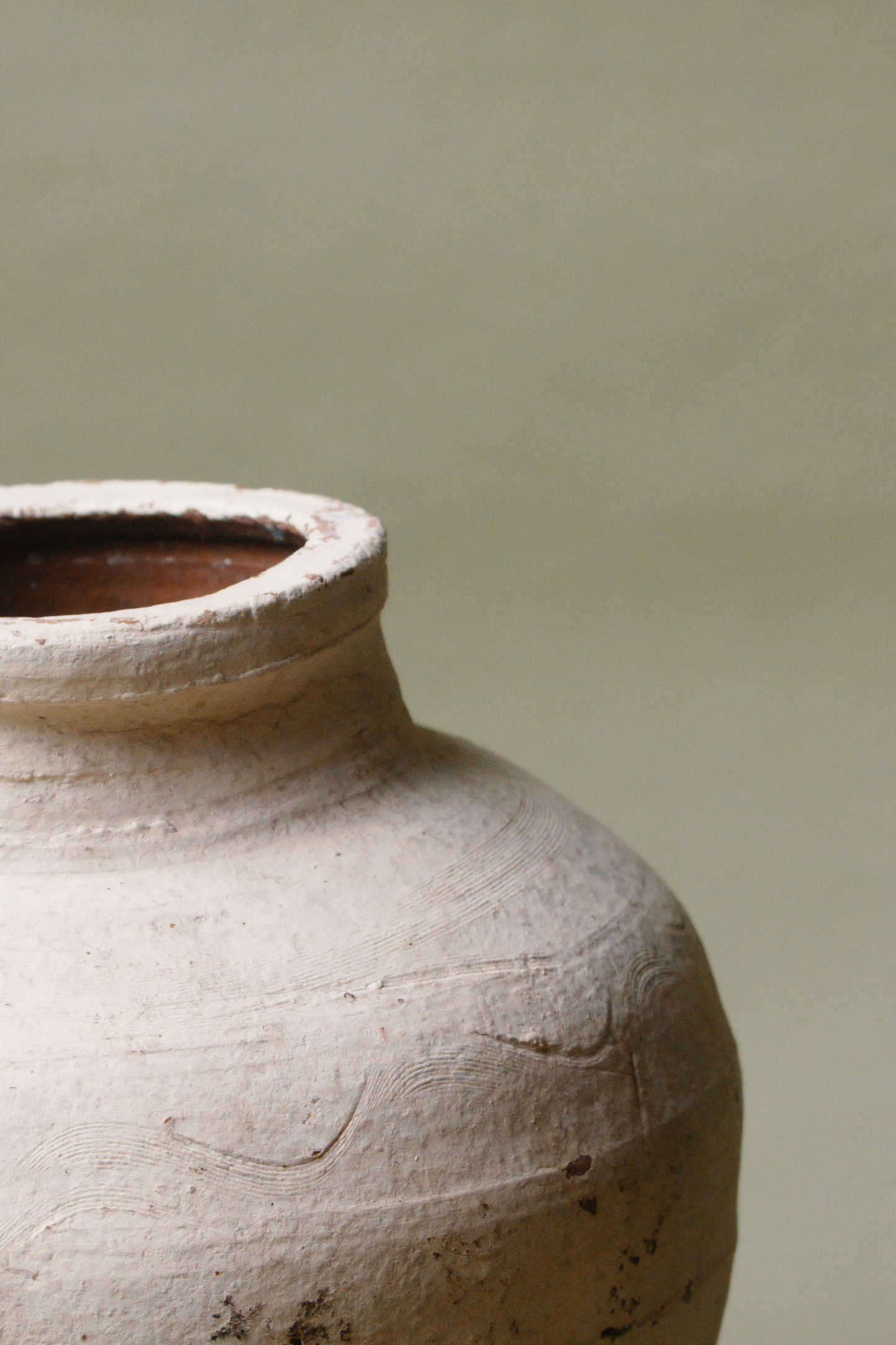 Rustic Cream Tapered Base Storage Jar