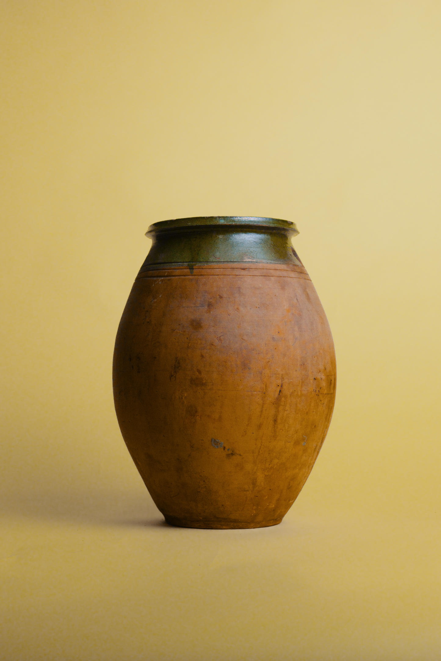 Olive Green Rim Terracotta Storage Pot