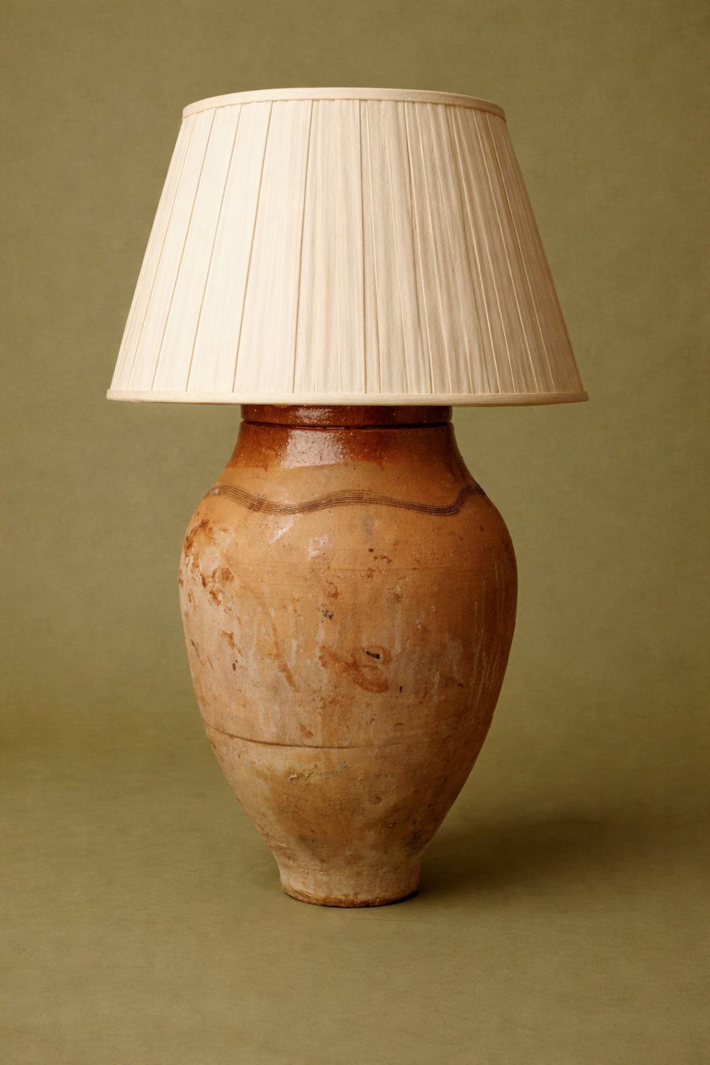 Amber Glaze Terracotta Clay Lamp
