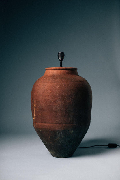 Smoked Umber Bulbous Terracotta Table Lamp