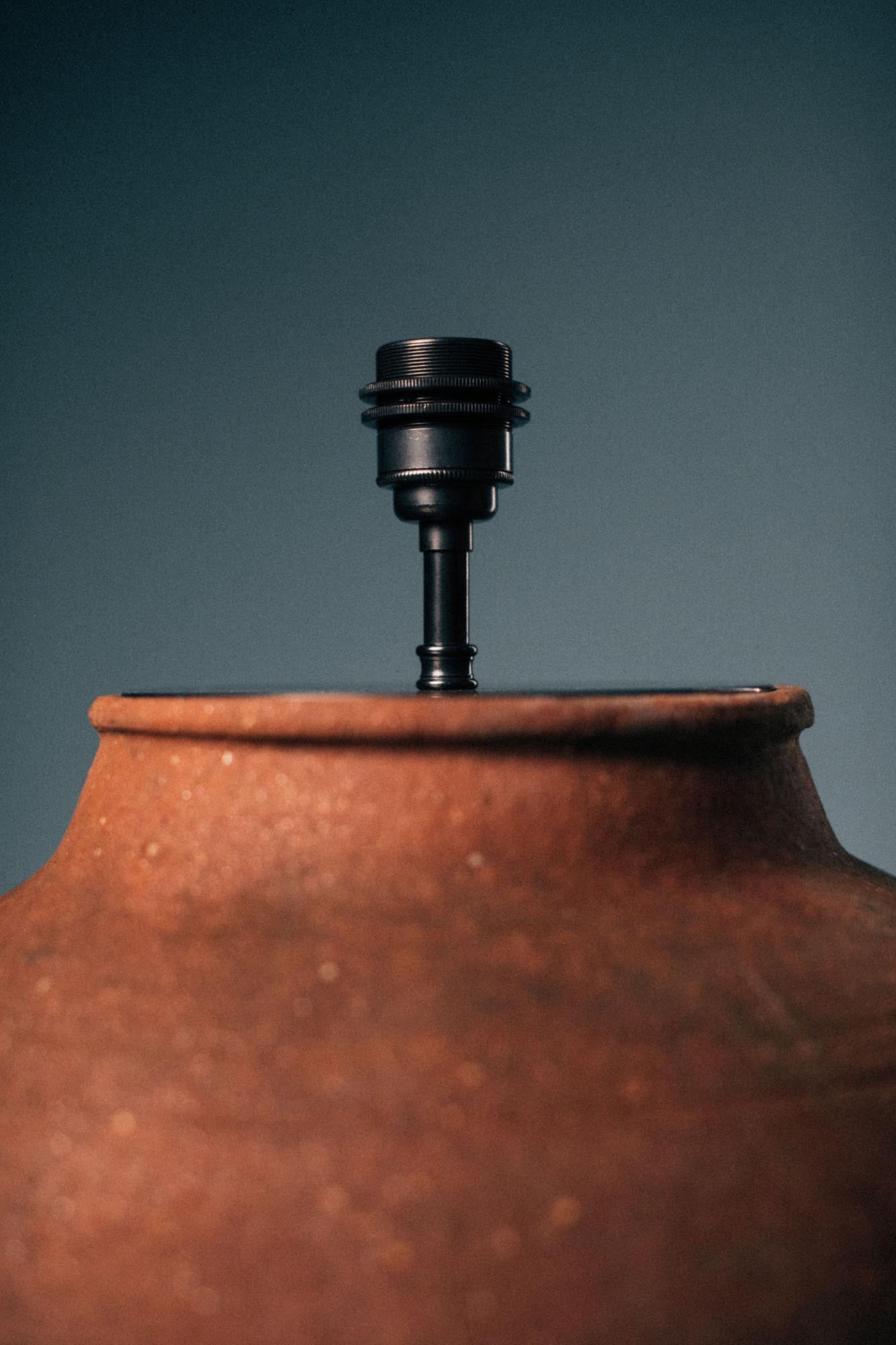Smoked Umber Bulbous Terracotta Table Lamp