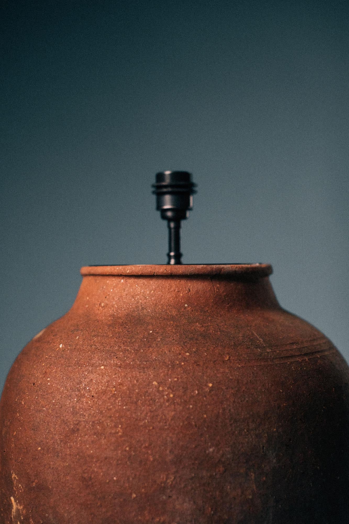 Smoked Umber Bulbous Terracotta Table Lamp
