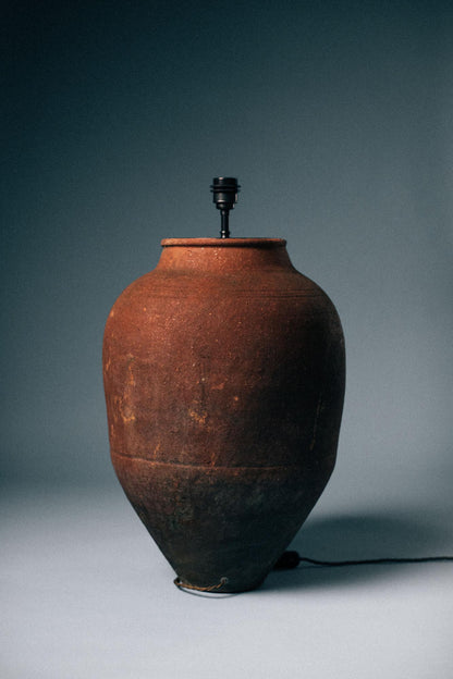 Smoked Umber Bulbous Terracotta Table Lamp