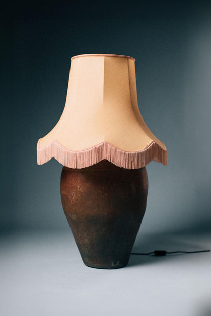 Large Fired Earth Armenian Terracotta Lamp