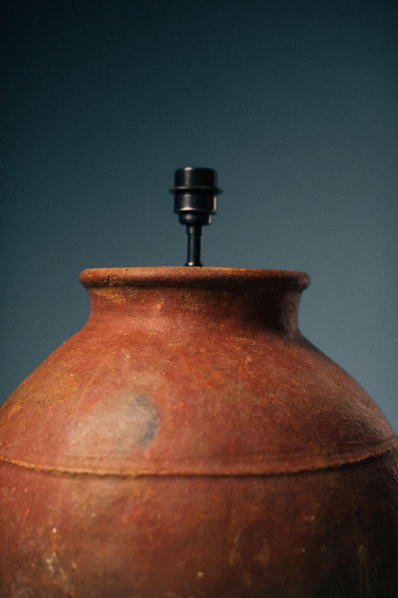 Large Fired Earth Armenian Terracotta Lamp