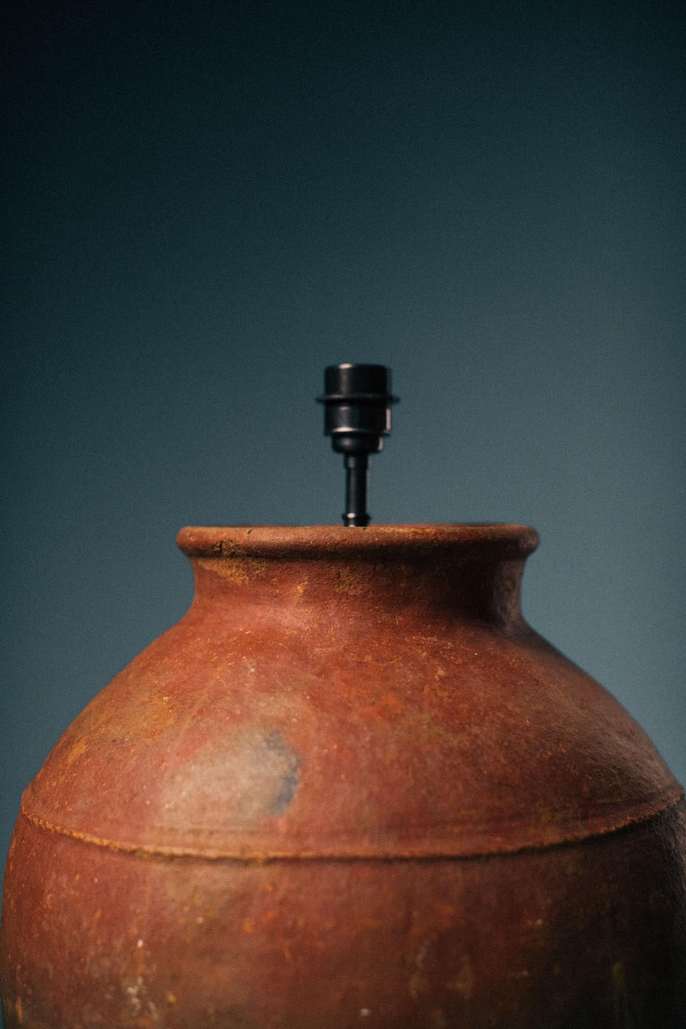 Large Fired Earth Armenian Terracotta Lamp