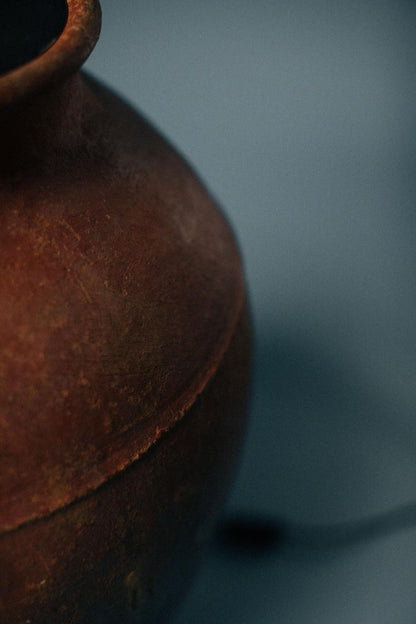 Large Fired Earth Armenian Terracotta Lamp