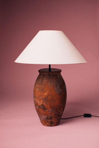 Fired Earth Vessel Lamp
