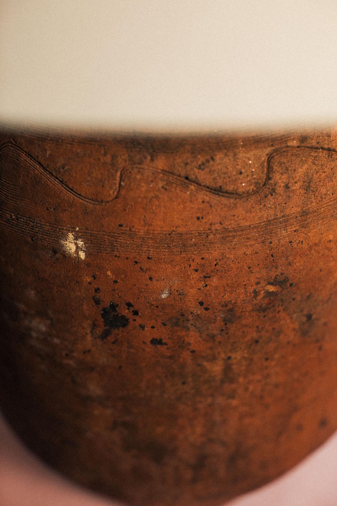 Carved Earth Terracotta Lamp