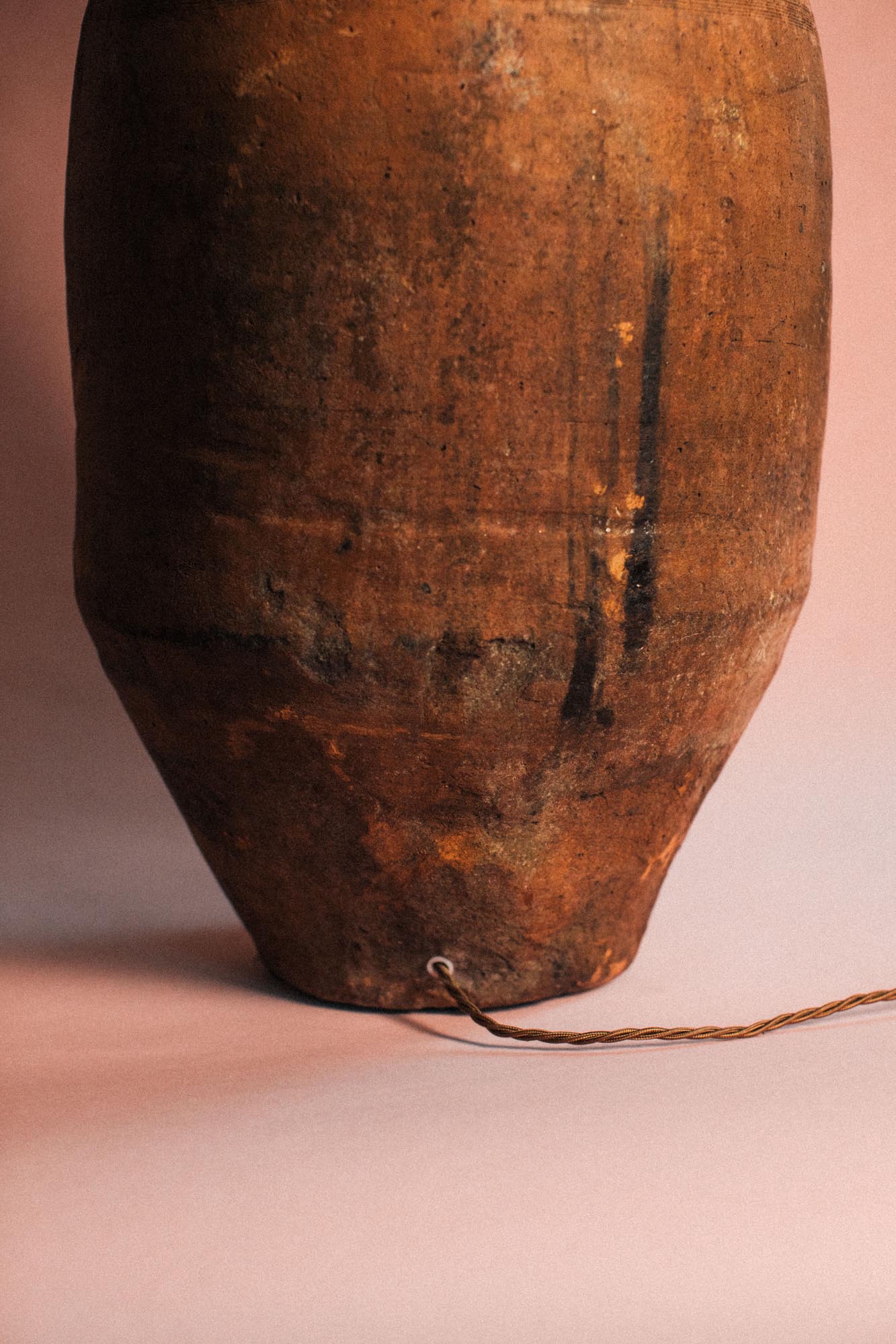Carved Earth Terracotta Lamp