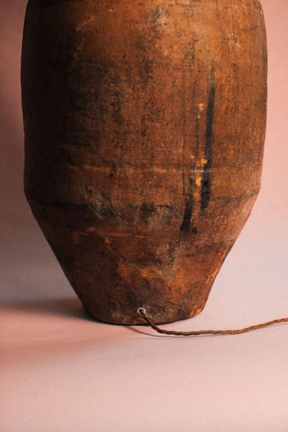 Carved Earth Terracotta Lamp