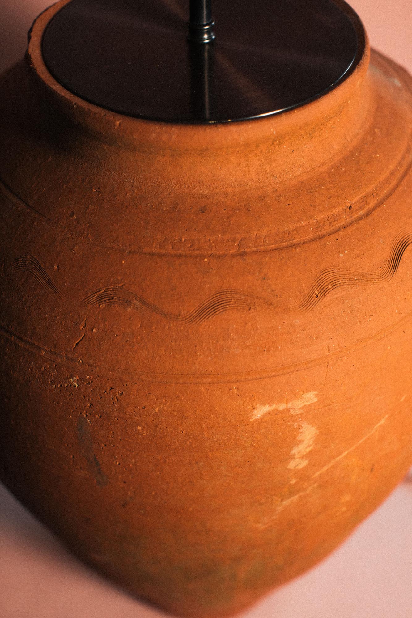 Sun Burnt Taper Terracotta Lamp