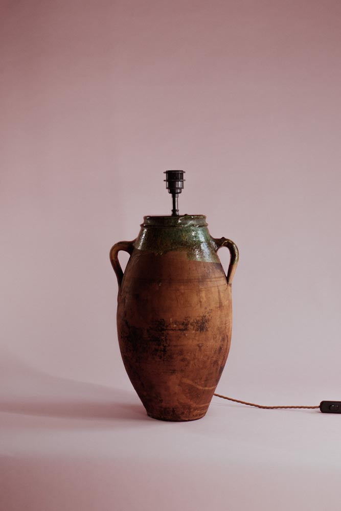 Glazed Rim Twin-Handled Table Lamp
