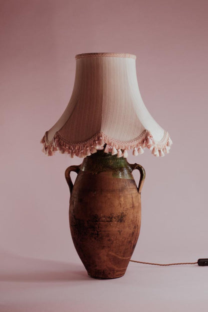 Glazed Rim Twin-Handled Table Lamp