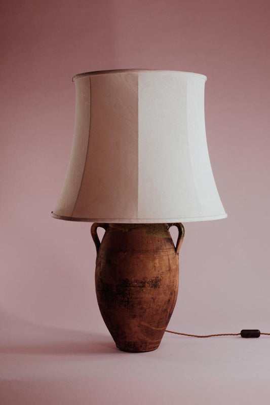 Glazed Rim Twin-Handled Table Lamp