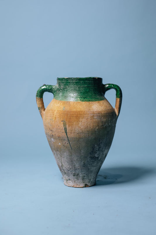 Green Metallic Glazed Clay Pot