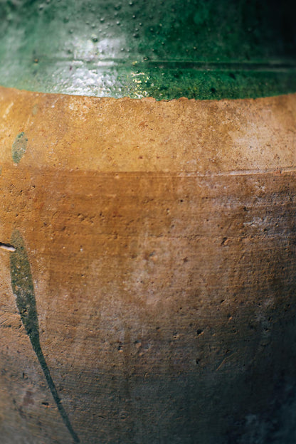 Green Metallic Glazed Clay Pot