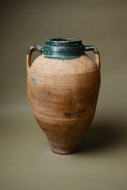 Green-Glazed Anatolian Terracotta Vessel