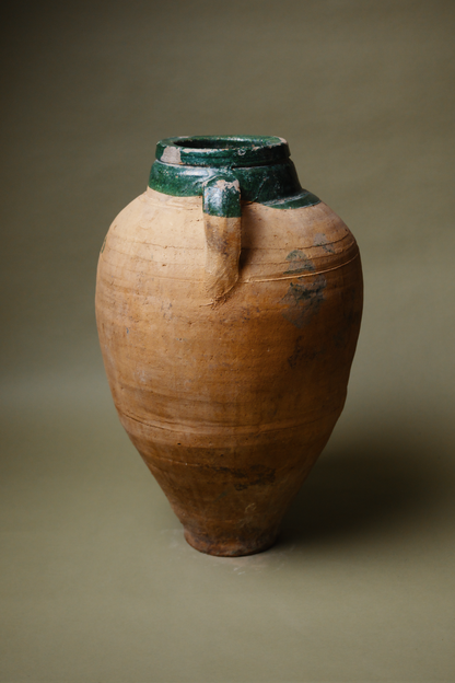 Green-Glazed Anatolian Terracotta Vessel