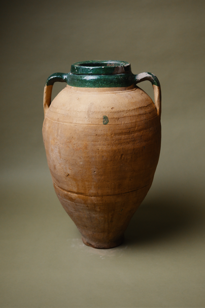 Green-Glazed Anatolian Terracotta Vessel