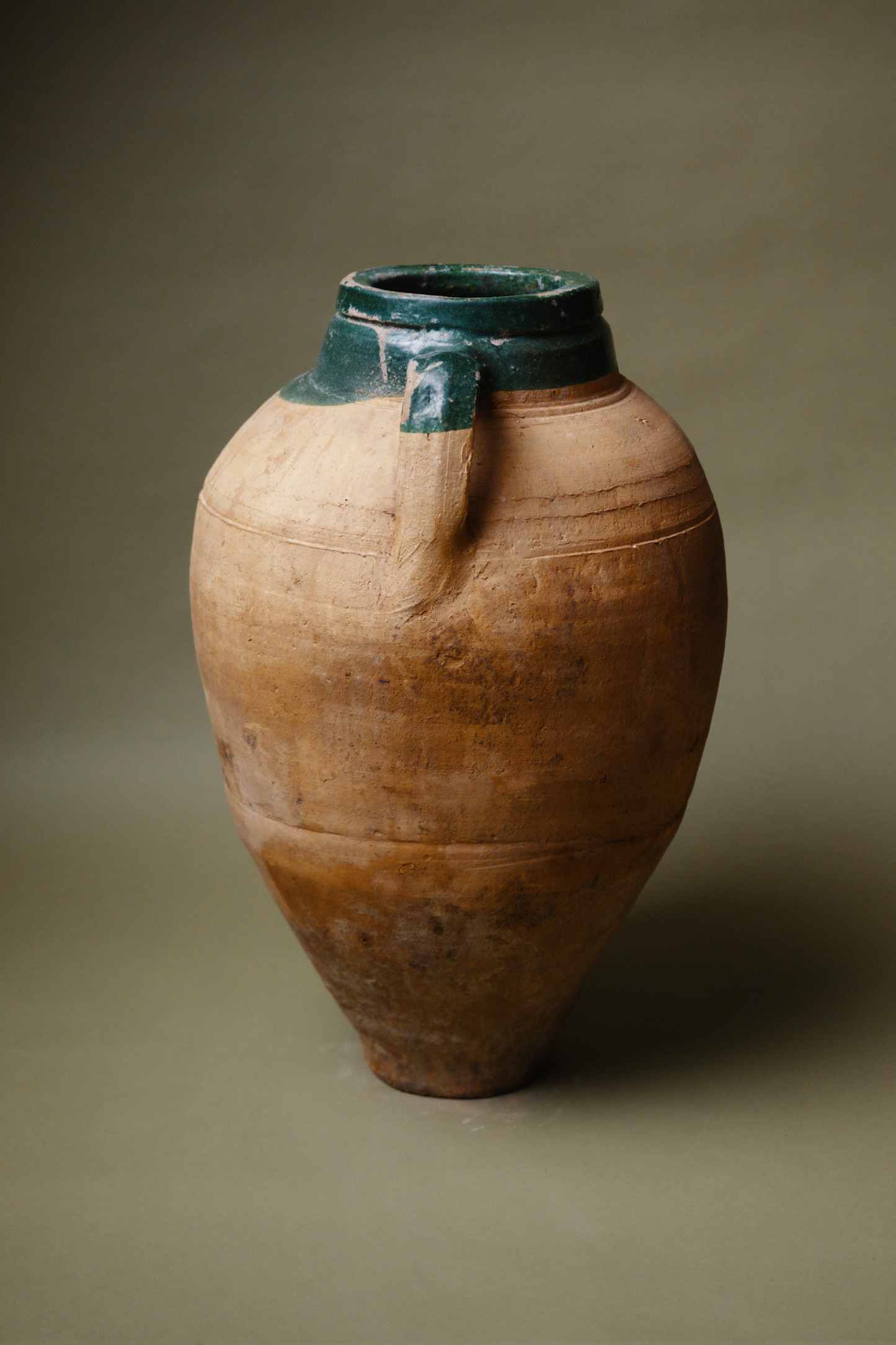 Green-Glazed Anatolian Terracotta Vessel