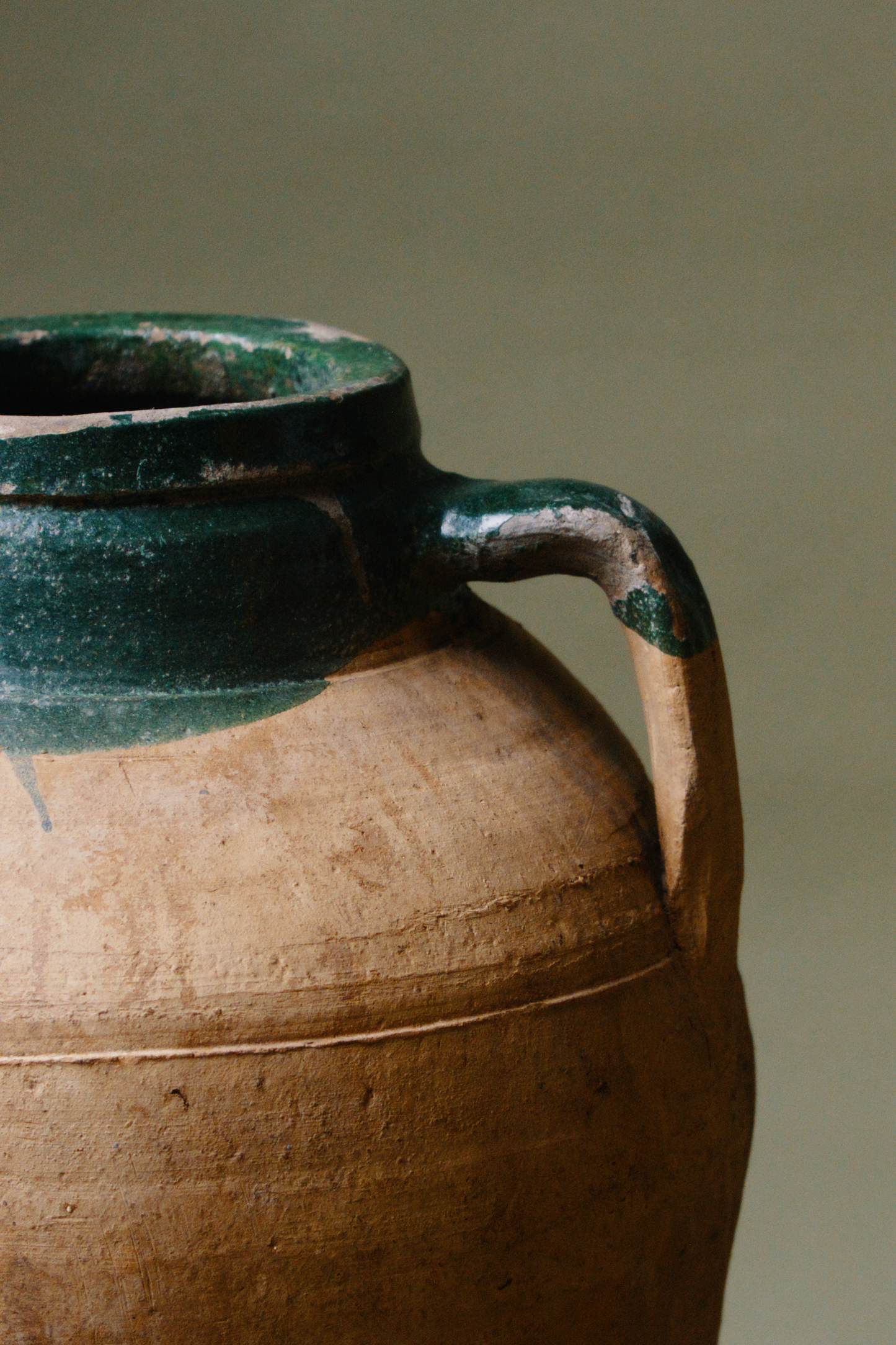 Green-Glazed Anatolian Terracotta Vessel