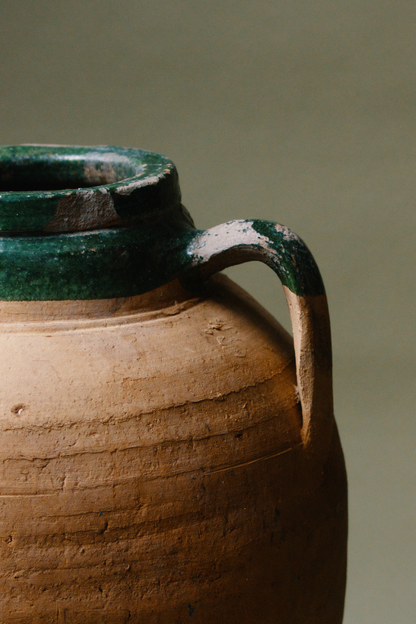 Green-Glazed Anatolian Terracotta Vessel