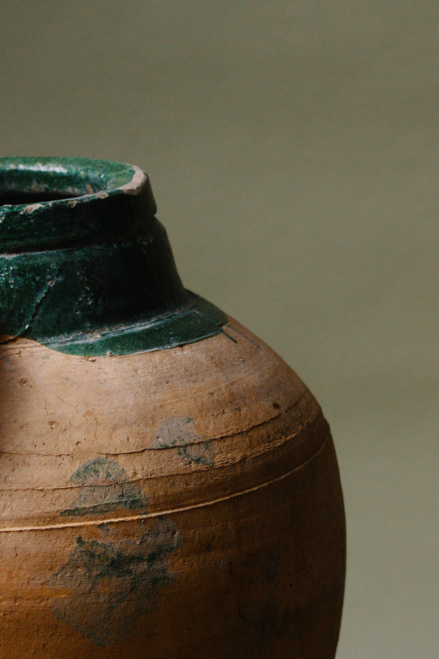 Green-Glazed Anatolian Terracotta Vessel