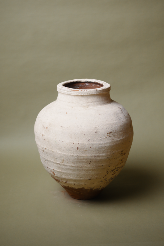 Rustic Cream Tapered Base  Storage Jar