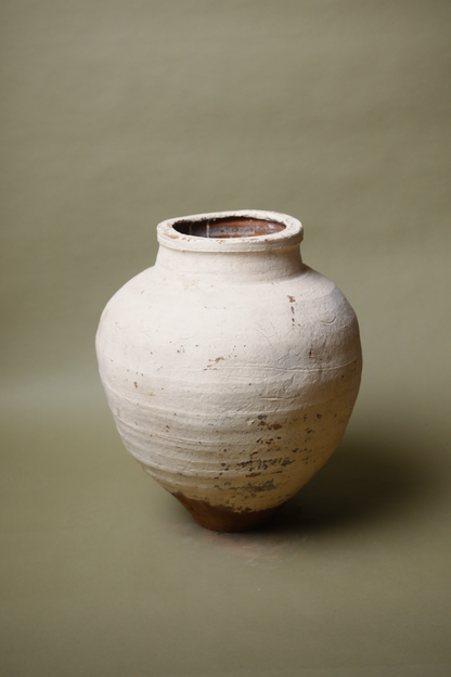 Rustic Cream Tapered Base  Storage Jar