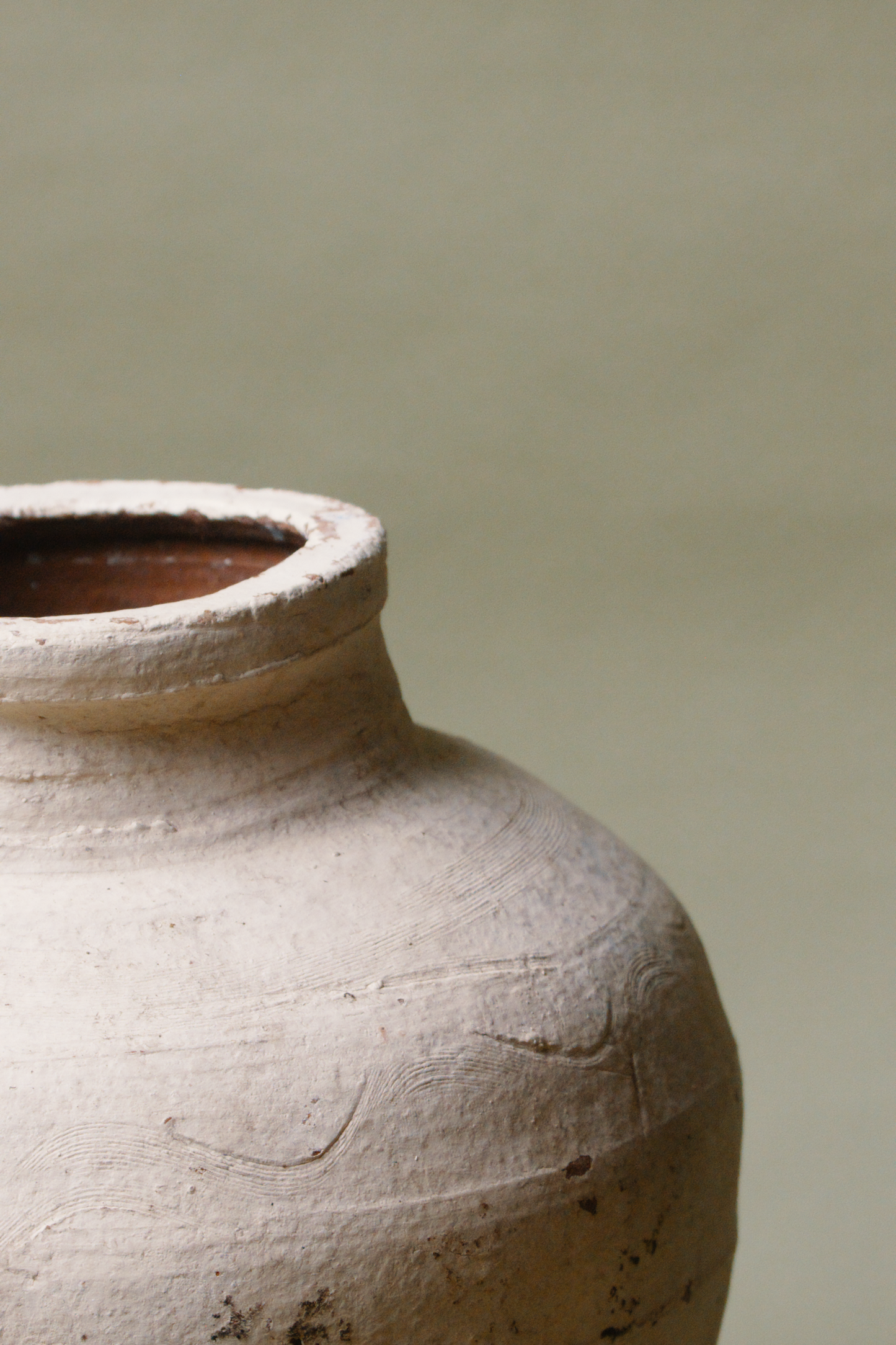 Rustic Cream Tapered Base  Storage Jar