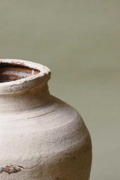 Rustic Cream Tapered Base  Storage Jar